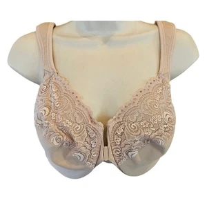 Front-Closure WonderWire Bra 44C glamorise support full coverage nude café EUC - Picture 1 of 8