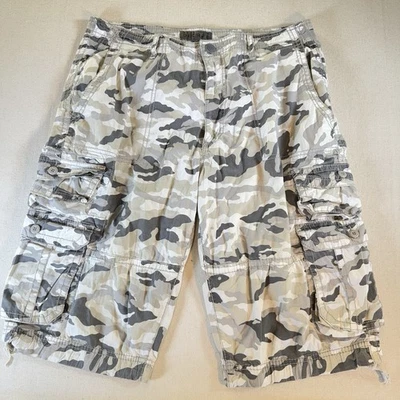 Decree Mens Cargo Shorts Size 36 Camo Gray Army Look Multi Pocket Long Shorts - Image 1 of 4