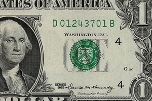 1969 1 $ Federal Reserve Schein Cleveland District knackig unzirkuliert - Bild 1 von 3