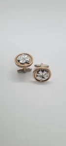 Manschettenknöpfe Kleeblatt, Rund, Gold Silber farben optik. - Bild 1 von 4