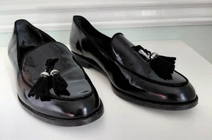 Mocassini Lauren Ralph Lauren 11B Brindy Spazzolato Nappa Nero Pelle Verniciata - Foto 1 di 6