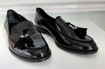 Lauren Ralph Lauren 11B Brindy Spazzolato Tassel Loafers Black Patent Leather - Image 1 of 4