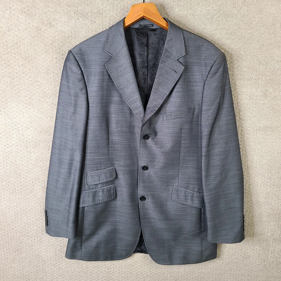 Chaqueta Steve Harvey Para Hombres 42L Gris Blazer Mezcla de Poli 3 Botones Abrigo Bolsillo para Billetes Foto 1 de 4