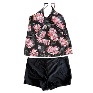 2XL Tankini Swimsuit Floral Print Two Piece Bathing Suit Plus Size - Picture 1 of 7