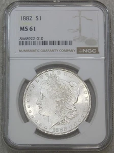 1882 P Morgan Silver Dollar NGC MS61 Frosty Just Graded New Holder #K322D - Picture 1 of 4