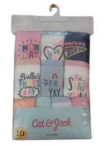 Cat & Jack Girls' Cotton Hipster Underwear 10-Pack, Size 14, Days Of Week Grahic - Picture 1 of 3