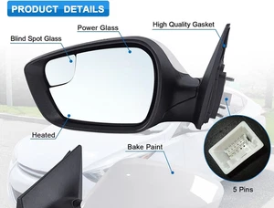Left Driver Side 2014 2015 2016 Hyundai Elantra with Power, Heated, Blind WHITE - Picture 1 of 2