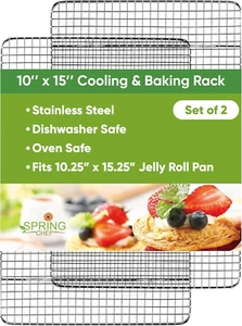 10" X 15" Stainless Steel Cooling Racks for Baking - Oven Safe - Cookie Racks fo - Picture 1 of 12