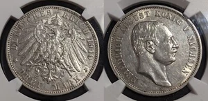 German States SAXONY-ALBERTINE 1910 E 3 Mark NGC AU55 aUNC J-135 KM# 1267 #2731 - Picture 1 of 7
