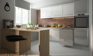 U-Form Küchenzeile ESSEN Einbauküche 120x290x320cm Teilauszug grau Front grau-we - Bild 1 von 11