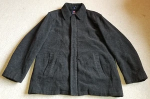Mens Jacket-CHAPS RALPH LAUREN-charcoal wool blend lined overcoat zip front-L - Picture 1 of 4