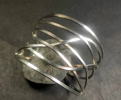 B3005 Brazalete Étnico Metal Blanco Tribal Brazalete Ancho Moda Joyería India Foto 1 de 4