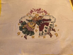 Completed  cross stitch Christmas country Angels ready to frame new hand sewn - Picture 1 of 2
