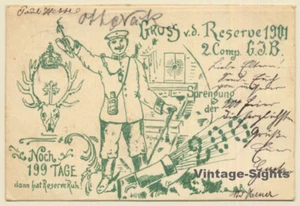 Gruss V.D. Reserve 2te Kompanie G.J.B. Noch 199 Tage (Vintage PC 1901) - Imagen 1 de 1