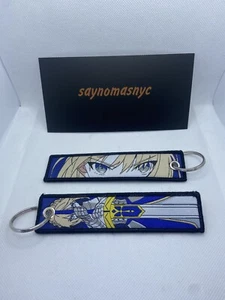 Saber Fate Stay Night Anime Manga Embroidered Jet Tag Keychain - Picture 1 of 1