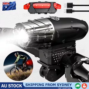 Waterproof Rechargeable LED Bike Bicycle Light USB Cycle Front Back Headlight A - Picture 1 of 12