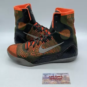 Size 9.5 - Nike Kobe 9 Elite Strategy Orange Black Grey Olive (630847-303) - Picture 1 of 8