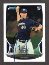 2013 BOWMAN CHROME #23 Johnny Hellweg  BREWERS SIGNED AUTOGRAPH AUTO COA