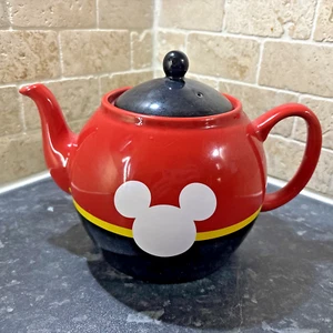 Disney Store Mickey Mouse Icon Ceramic Teapot Collection Original Red - Picture 1 of 8