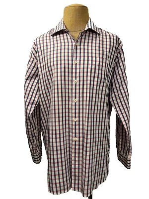 Peter Millar Men's Dress Shirt Pink White Plaid 100% Cotton Size XL - Image 1 of 4