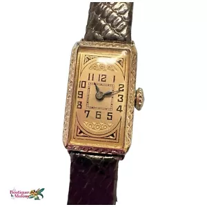 Antique Ladies Wrist Watch Working Silver Black Band EUC - Picture 1 of 13