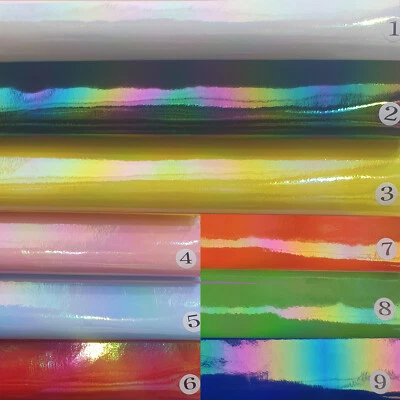 Iridescent Hologram Rainbow stretch Spandex Vinyl Fabric Dress Dance Costume DIY - Image 1 of 4