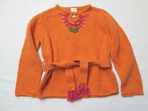 Gymboree 5 Bright Orange Sequin Flower Wrap Belted Sweater 2006 Peruvian Doll - Picture 1 of 4