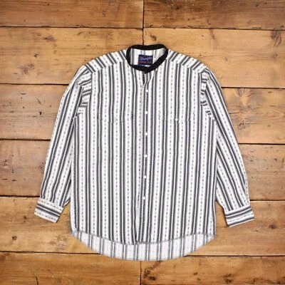 Vintage Wrangler Western Shirt Button L 90s Grandad Collar Mens Long Sleeve - Image 1 of 4