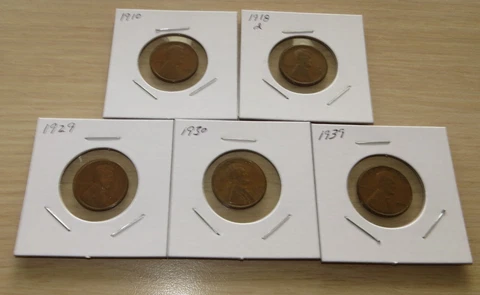 5 Wheat Pennies 1916-1939 (4P6-10) Vintage Wheat Pennies Add to Your collection Cover