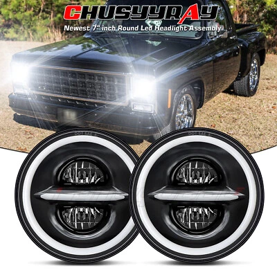 for Chevy C10 C20 C30 Pickup 1962-1980 7'' LED Headlight Hi/Lo Halo Turn Signal - Image 1 of 4