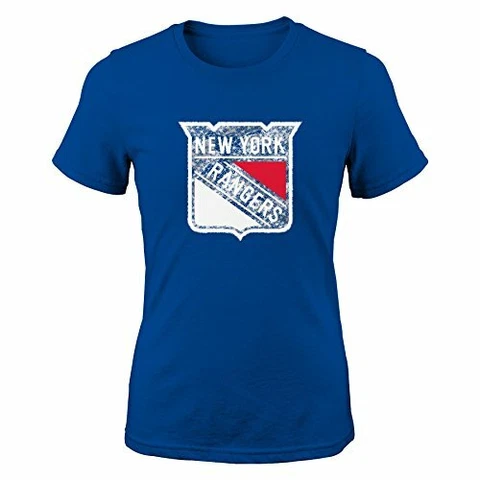 Outerstuff NHL New York Rangers Girls Fractal Shimmer Logo Short Sleeve Tee Cover