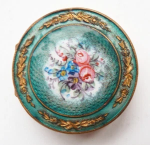 Petite boite en métal doré et émail 19e siècle enamel box - Picture 1 of 4