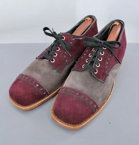 Men's VTG 70s 2 Tone Purple & Grey Lace Up Shoes Sz 9 D 70s Disco Jarman Suede - Picture 1 of 9