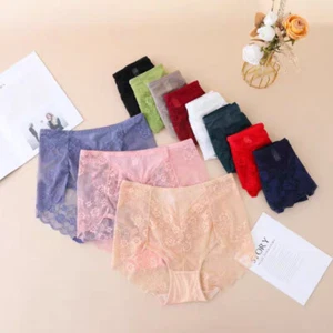 Sexy calzoncillos de encaje para mujer cintura alta ropa interior ahuecada bragas suaves ♡ - Imagen 1 de 34