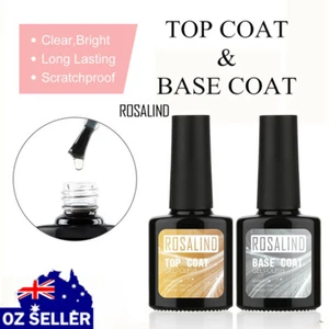 ROSALIND Soak Off UV Led Gel Nail Polish Base And No Wipe Top Coat Set AU - Picture 1 of 6