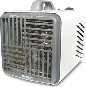 Optimus, 5.4 x 6.7 x 6.3 inch, White/Grey Mini Compact Utility Thermostat Heater - Picture 1 of 6