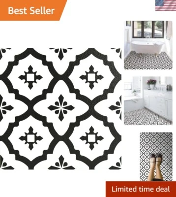 Azulejos de vinilo Comet fáciles de aplicar - Elegante solución de suelo geométrico negro Foto 1 de 4