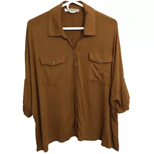 Camicia Free People We the Free Andy con bottoni davanti miele taglia piccola spacchi tasche - Foto 1 di 12