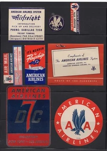 (9)  AMERICAN AIRLINE BAGGAGE LABEL S, TAG, CARGO, etiqettes,  + more  m, orig'l - Picture 1 of 1