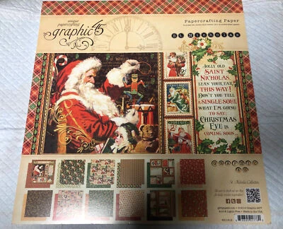 图形 45 圣尼古拉斯 12 x 12 双面纸垫 全新! 圣诞老人,圣诞节罕见 — 第 1/2 张图片