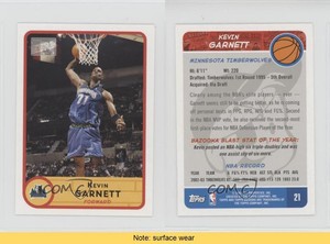 2003-04 Bazooka Mini Kevin Garnett #21 HOF