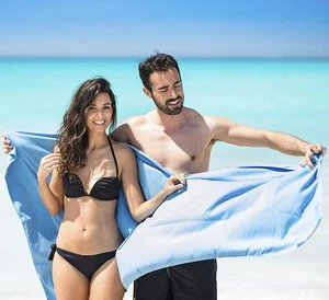 Toalla de playa de viaje deportiva ultra absorbente de secado rápido extra grande 180x90 microfibra - Imagen 1 de 6