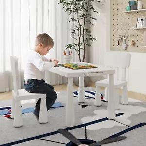 Kids Table and Chair Set Asjustable 2 Chair Children Activity Table 2 Drawer - Picture 1 of 8