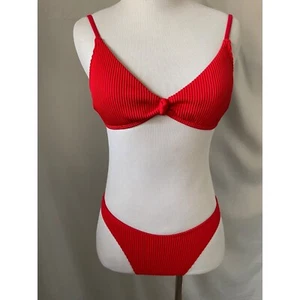 Hollister Red Ribbed Textured 2-Piece Bikini - Picture 1 of 11