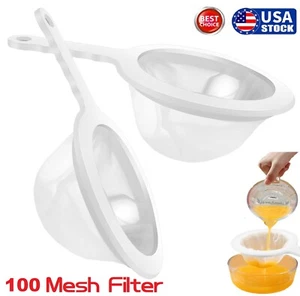 2× Ultra-Fine Nylon Mesh Strainer Soy Milk Coffee Juice 100 Mesh Filter Spoon US - Picture 1 of 19