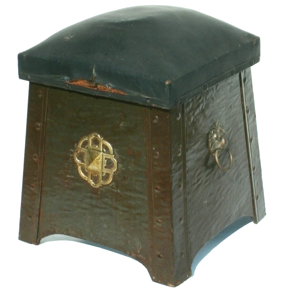 Cubo de carbón chimenea artesanal vintage años 1910 Foto 1 de 4