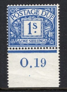 1915 1/- HELLBLAU PORTOFÄLLIG ROYAL CYPHER WMK (O.19) KONTROLLE M/POSTFRISCH. SG D8Wi - Bild 1 von 1