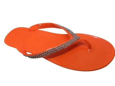 New Women Sandals Orange with Diamond straps Orange size 6, 7  - Image 1 of 4