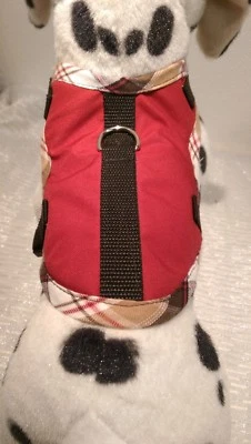 Softgeschirr wasserabweisend rot Karo  Hundegeschirr Chihuahua Halsband XS-M - Bild 1 von 4