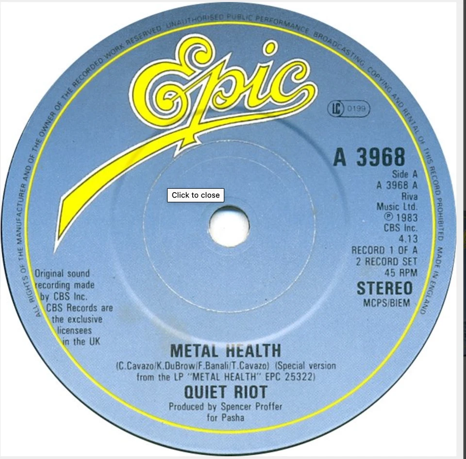 Quiet Riot - Metal Health         A 3968           VINYL MINT - Image 1 of 1